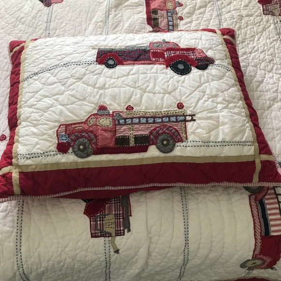 Pottery Barn Kids Bedding Pottery Barn Kids Twin Sz Fire Truck Quilt Sham Poshmark